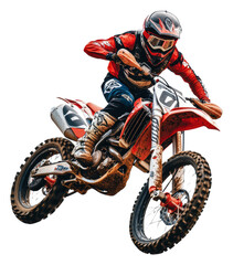 PNG Motorcycle rider jumping in muddy terrain