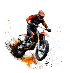 PNG Dirt bike rider jumping in colorful dust cloud