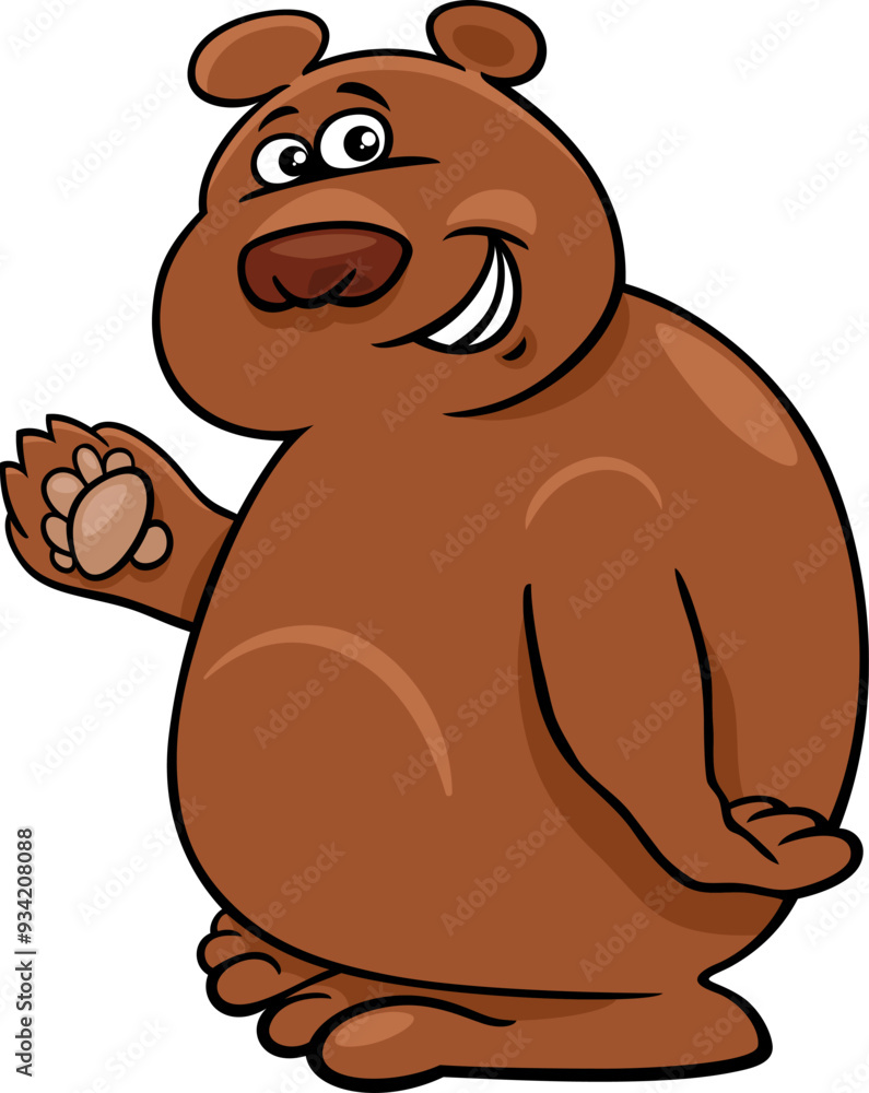 Sticker cartoon brown bear comic animal character