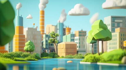 Obraz premium 3D Cartoon World of Raw Material in an Eco Friendly Setting