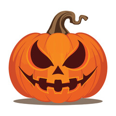 Happy Halloween pumpkin flat vector illustration, isolated on a transparent background. for spooky designs and autumn-themed decorations.