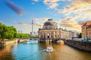 Museum Island and the bridge over the river Spree, beautiful panorama of Berlin, Germany