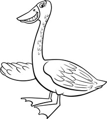 cartoon goose bird farm animal character coloring page
