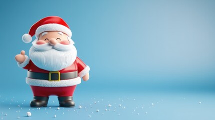 Obraz premium 3D Santa Claus on a blue background Happy New Year and Merry Christmas