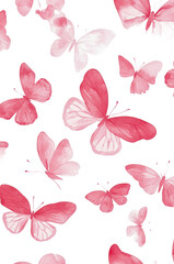 Fototapeta premium PNG Pink butterflies in a light soft pattern