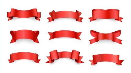 Stock Vector ID: 566526535 Ribbon banner set.Vector red ribbons.Vector illustration. --ar 16:9 --v 6.1 Job ID: 009eb737-25e2-4136-a632-ba695ede581a