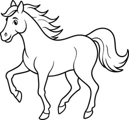 Charming Horse Illustration Outline Art for Kids Coloring
