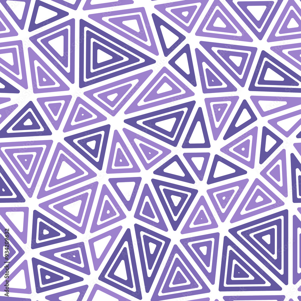Poster vector seamless pattern. multiple repeated inner triangles. large triangles size. monotone style. se
