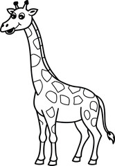 Cute Giraffe Illustration Coloring Page Outline Art for Children's Coloring Book
