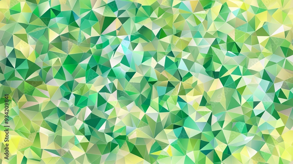 Poster a light green vector pattern in a polygonal style, featuring a set of colorful triangles. ideal for 