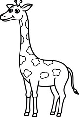 Kids Coloring Book Giraffe Illustration Coloring Page Outline Art
