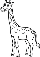 Giraffe Coloring Page Outline Art Illustration for Children's Creative Coloring Book
