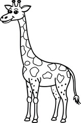 Naklejka premium Adorable Giraffe Coloring Page Illustration Outline Art for Kids 