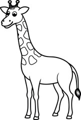 Fototapeta premium Cute Giraffe Illustration Coloring Page Outline Art for Childrens Book 