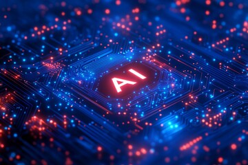 Tech AI concept controlling technological tools and intelligent robots. Development of an artificial code of ethics chips artificial intelligence science concept