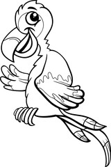 cartoon macaw parrot funny bird character coloring page