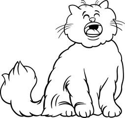 cartoon meowing persian cat animal character coloring page