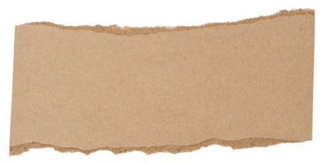 Torn piece of brown cardboard on a white isolated background