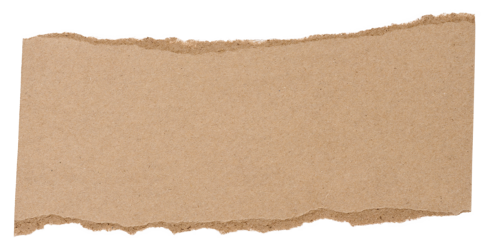 Torn piece of brown cardboard on a white isolated background