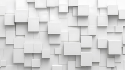 Obraz premium 3D White Cubes on White Background, Abstract Image, Texture, Pattern, Wallpaper, Cover and Screen of Smartphone, Cell Phone, Computer, Laptop, 9:16 and 16:9 Format