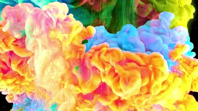 Multicoloured ink explosion animated background
