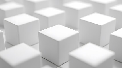 3D White Cubes on White Background, Abstract Image, Texture, Pattern, Wallpaper, Cover and Screen of Smartphone, Cell Phone, Computer, Laptop, 9:16 and 16:9 Format