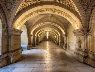 Fototapeta premium Panoramic Vista of Adorned Tunnel Interior
