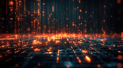 Fototapeta premium Futuristic Digital Data Stream with Glowing Red and Blue Particles