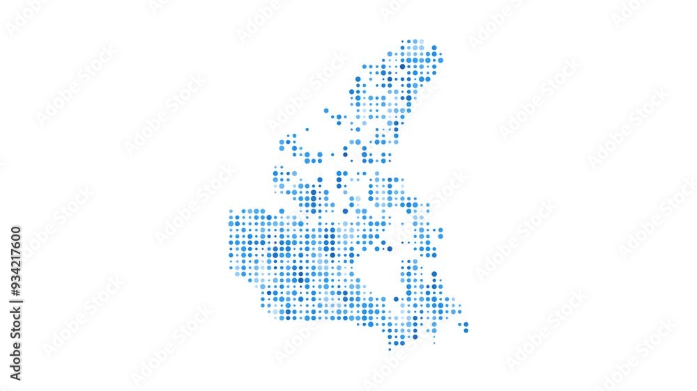 Aufkleber canada dotted digital map. map of canada with pulsating colored circles. shape of the country filled