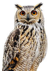 Fototapeta premium PNG Majestic owl perched against a white background