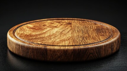 Obraz premium 3D Render of a Wooden Kitchen Board on Black Background