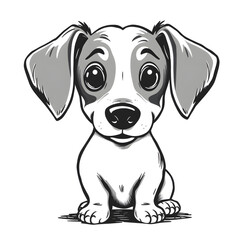 Fototapeta premium Cute dog cartoon icon illustration on white background. Generative AI
