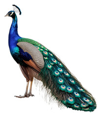 Obraz premium PNG Peacock displaying vibrant plumage in daylight