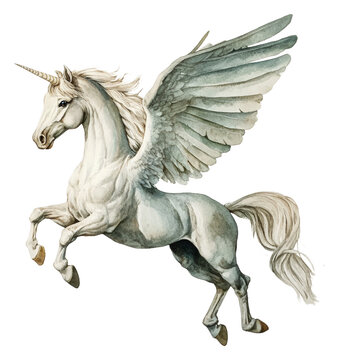 PNG Winged unicorn leaping gracefully in midair