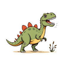 Dinosaur cartoon icon illustration on white background. Generative AI