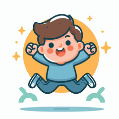 happy jumping little boy vector