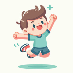 happy jumping little boy vector