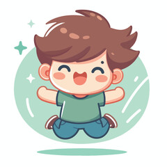 happy jumping little boy vector