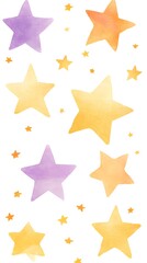 Obraz premium Yellow Stars on White Background, Abstract Image, Texture, Pattern, Wallpaper, Cover and Screen of Smartphone, Cell Phone, Computer, Laptop, 9:16 and 16:9 Format