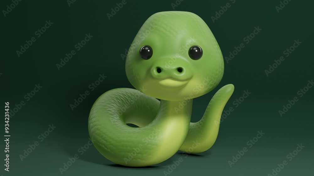 Poster friendly green cartoon snake. minimal modern seamless motion design. abstract loop animation