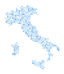 Fototapeta premium Italy Dot Map. Country Digital Style Shape. Italy vector image. Country shape blue circular dots. Creative vector illustration.