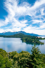 Patagonia Landscape. View of a lake from the mountain