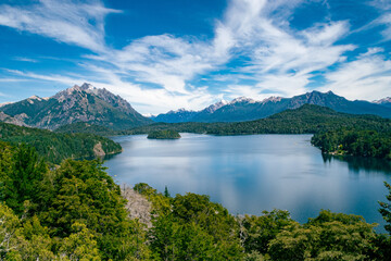 Patagonia Landscape. View of a lake from the mountain