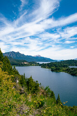 Patagonia Landscape. View of a lake from the mountain