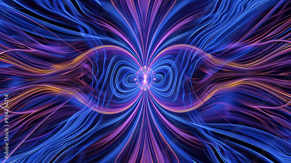 Poster simulation of magnetic force lines illustrating field interactions and patterns