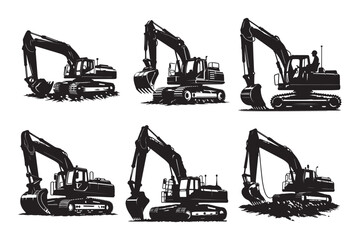 Excavator silhouette  vector © Bd All Design