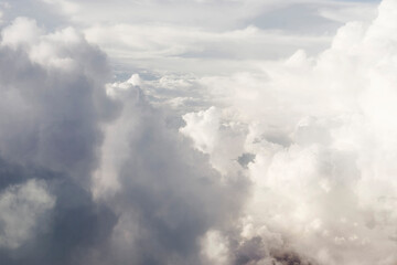 Aerial view of puffy white clouds