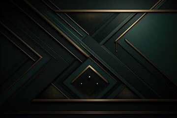 Fototapeta premium Abstract green and gold geometric pattern.