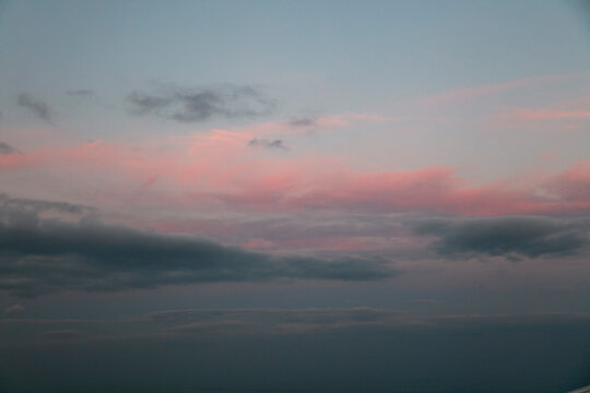 Aerial view of clouds at dusk