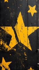 Yellow Stars on Black Background, Abstract Image, Texture, Pattern, Wallpaper, Cover and Screen of Smartphone, Cell Phone, Computer, Laptop, 9:16 and 16:9 Format